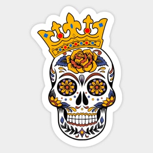 Mexican Day of the Dead Sugar Skull with Crown Sticker